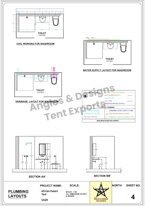 12x24 Tent Plumbing Layout